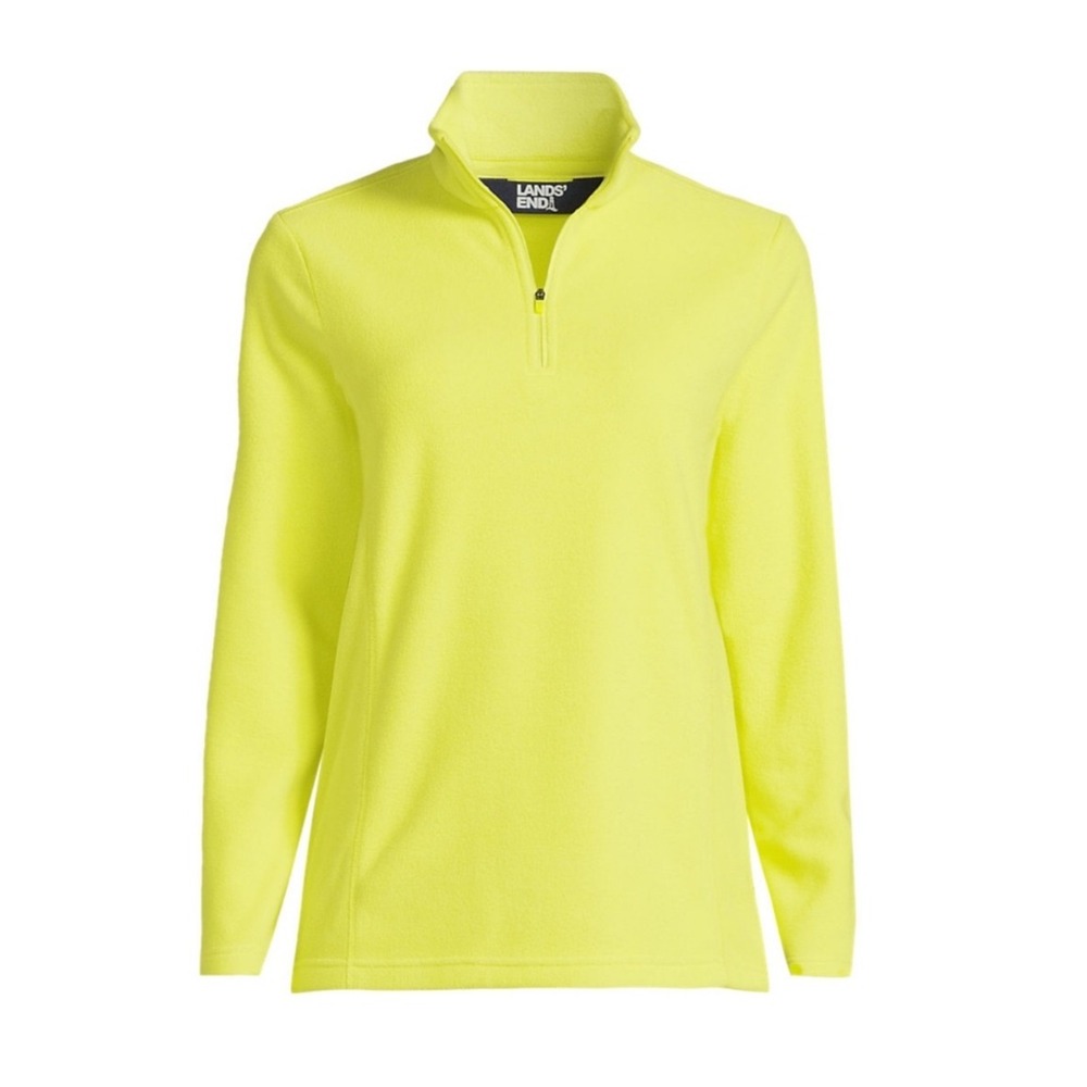 Lands End Womens Anyweather Fleece Quarter Zip Pullover Bright Yellow L